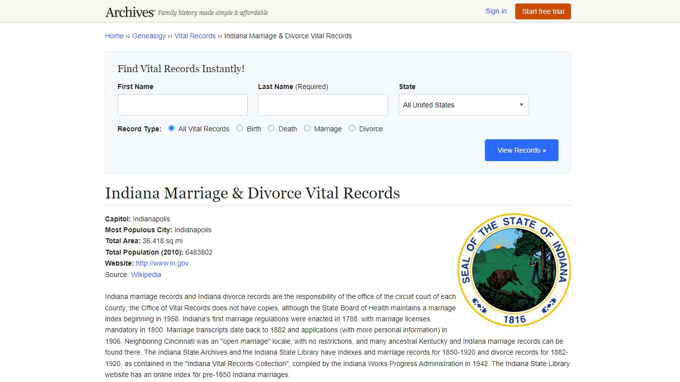 Indiana Marriage & Divorce Records | Vital Records