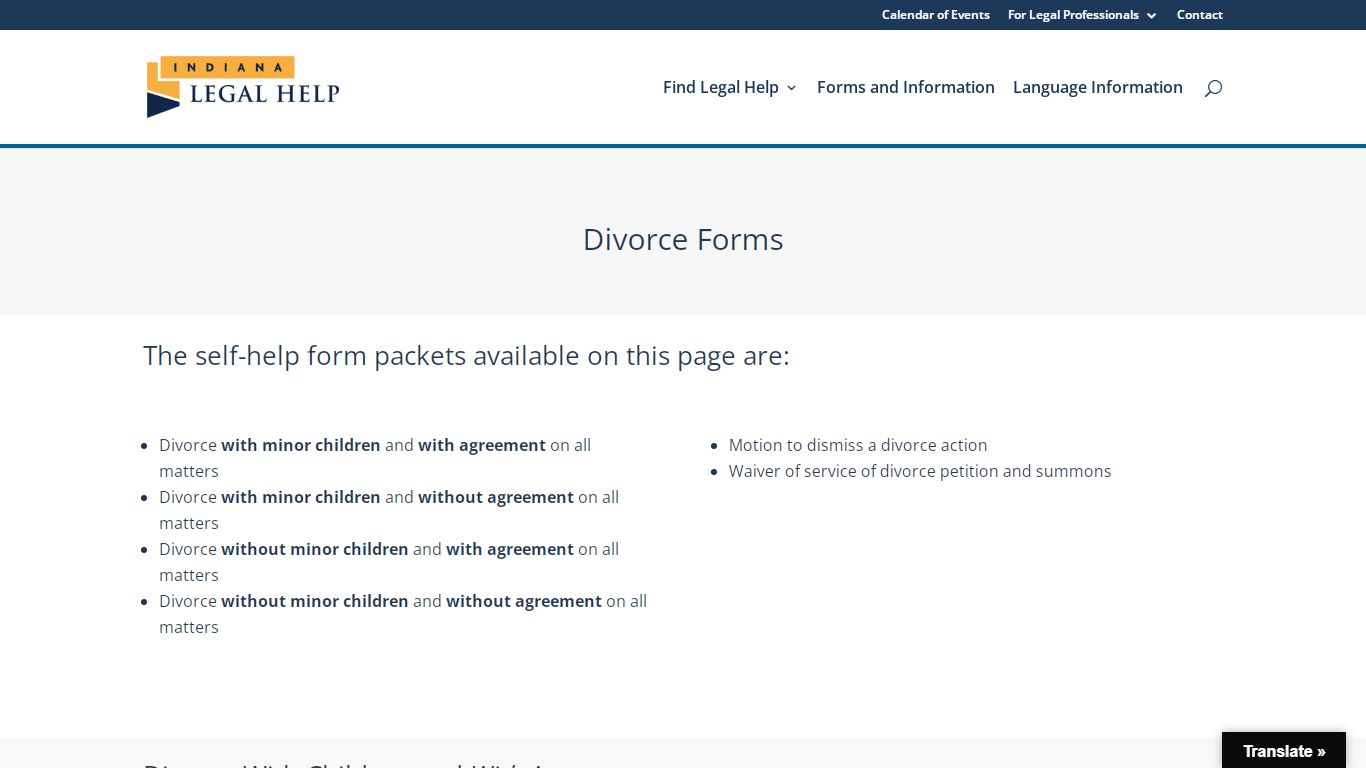 Divorce Forms | Indiana Legal Help | Court Forms | Indiana ...